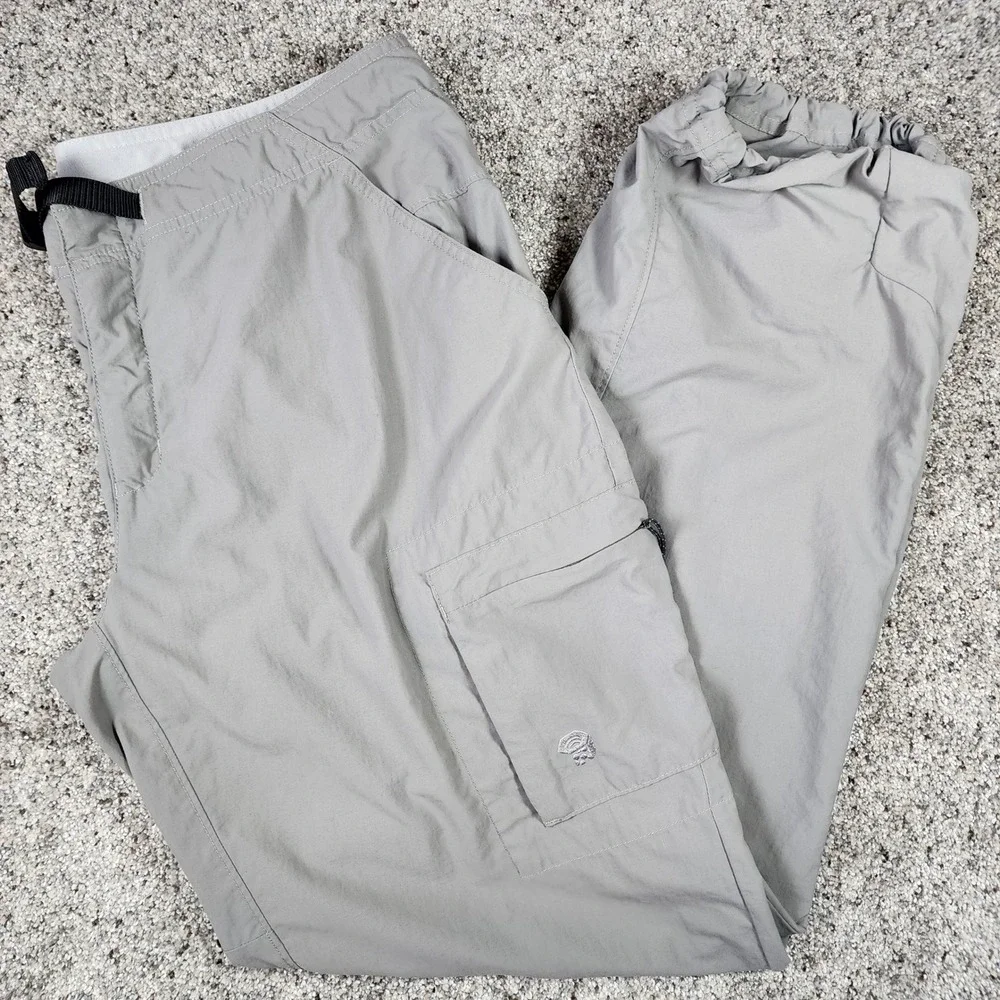 Mountain Hardwear Hiking Pants Womens 14 Gray Cargo Belted Outdoor Excellent
